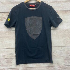 Puma Ferrari Authentic Scuderia T Shirt Graphic Black Official Shield Emblem Sma